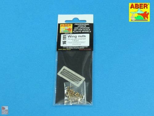 Aber Models 1:16 Wing nuts PE nuts with turned bolt x 30 pcs.