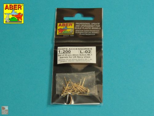 Aber Models 1:200 Set of 20 pcs 40 mm Bofors Mk.1 barrels for US Navy ships