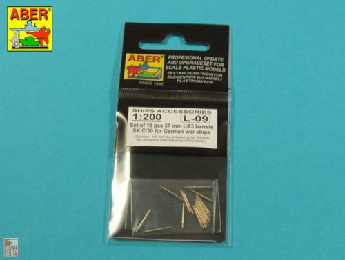 Aber Models 1:200 Set of 16 pcs 37 mm L/83 barrels SK C/30 for German ships