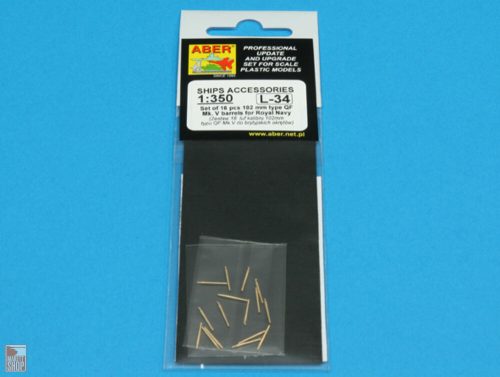 Aber Models 1:350 Set of 16 pcs 102mm QF Mk.V barrels for Roval