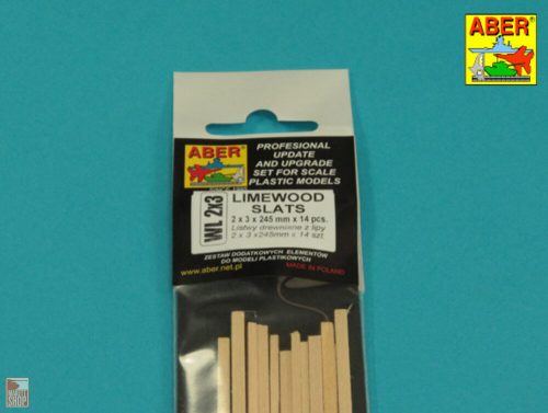 Aber Models  Limewood slats 2 x 3 x 245mm x 14 pcs.