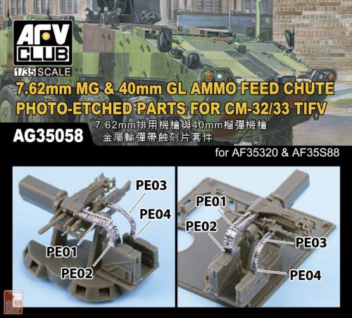 AFV-Club 1:35 7.62mm MG & 40mm GL AMMO FEED CHUTE PE for CM-32/33 TIFV