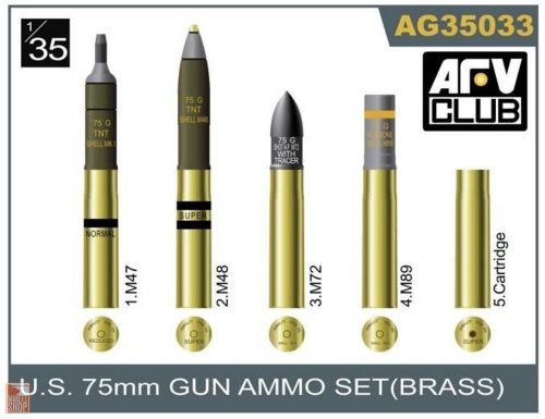 AFV-Club 1:35 75mm gun ammo brass set