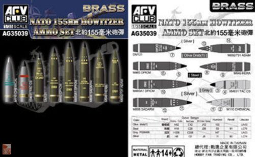 AFV-Club 1:35 NATO 155mm Howitzer Ammo Set (Brass)