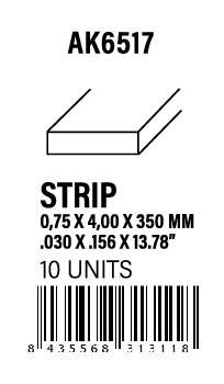 AK-Interactive Strips 0.75 x 4.00 x 350mm - STYRENE STRIP