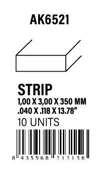 AK-Interactive Strips 1.00 x 3.00 x 350mm - STYRENE STRIP