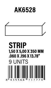 AK-Interactive Strips 1.50 x 5.00 x 350mm - STYRENE STRIP