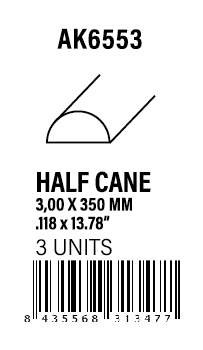 AK-Interactive Half cane 3.00 x 350mm - STYRENE STRIP