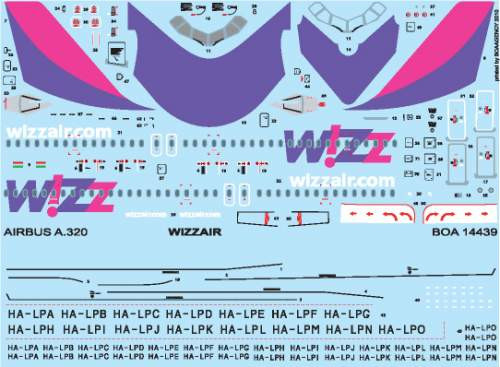 Boa decals 1:144 - Airbus A320 Wizzair matrica szett