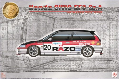 BEEMAX 1:24 Honda Civic EF3 Gr.A 1989 Macau Guia Race #20 Razo