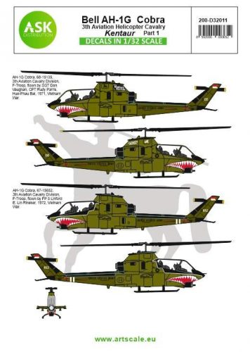 ASK decal 1:32 Bell AH-1G Cobra Kentaur 3th Aviation helicopter cavalry part 1