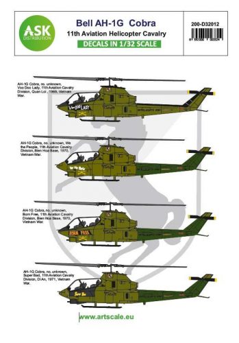 ASK decal 1:32 Bell AH-1G Cobra 11th Aviation Helicopter Cavalry