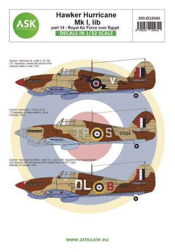 ASK decal 1:32 Hawker Hurricane Mk.I, IIb part 14 - Royal Air Force over Egypt