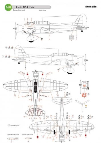 ASK decal 1:32 Aichi D3A1 VAL - STENCILS - Imperial Japanese Army Air Service