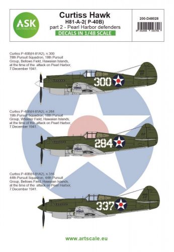 ASK decal 1:48 Curtiss Hawk 81-A-2 (P-40B) part 2 - Pearl Harbor defenders