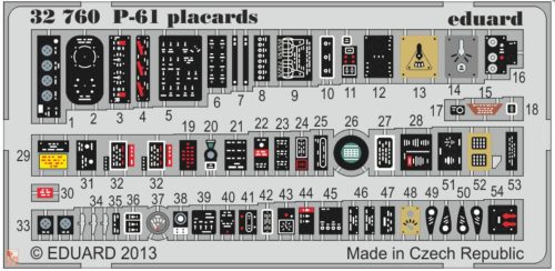 Eduard Accessories 1:32 P-61 placards for Hobby Boss