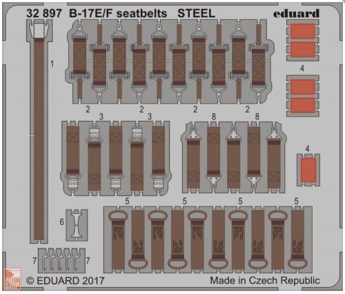 Eduard Accessories 1:32 B-17E/F seatbelts STEEL for HKM