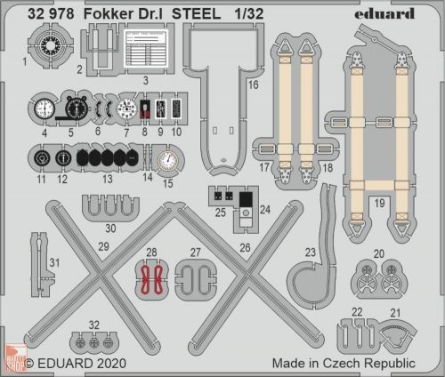 Eduard Accessories 1:32 Fokker Dr.I STEEL for Meng