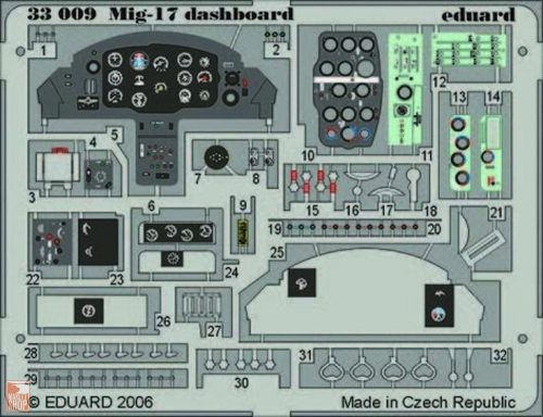 Eduard Accessories 1:32 Mig-17 dashboard Für Trumpeter Bausatz