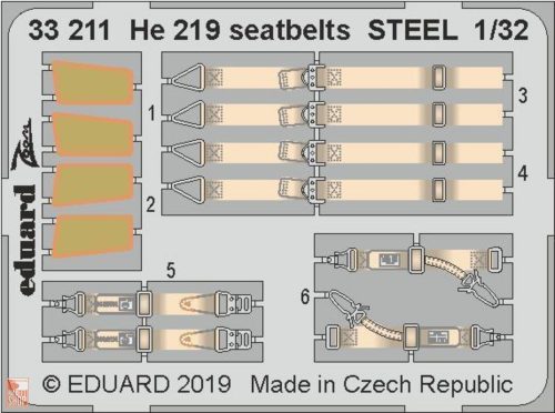 Eduard Accessories 1:32 He 219 seatbelts STEEL for Revell