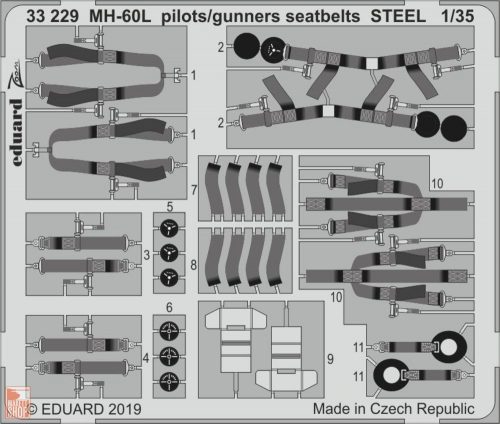 Eduard Accessories 1:35 MH-60L pilots/gunners seatbelts STEEL for Kitty Hawk