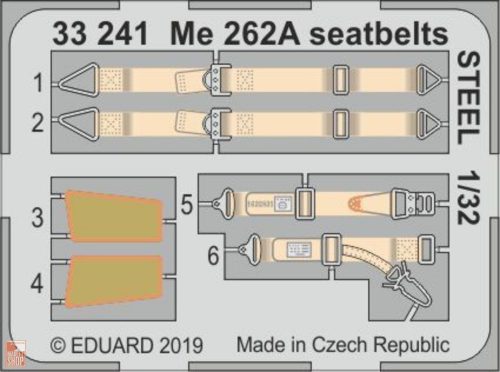 Eduard Accessories 1:32 Me 262A seatbelts STEEL f. Revell