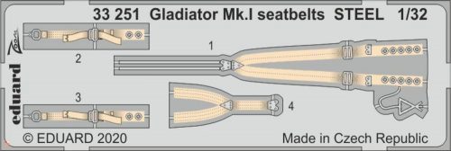 Eduard Accessories 1:32 Gladiator Mk.I seatbelts STEEL for ICM