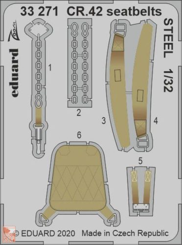 Eduard Accessories 1:32 CR.42 seatbelts STEEL for ICM