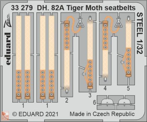 Eduard Accessories 1:32 DH. 82A Tiger Moth seatbelts STEEL 1/32 for ICM