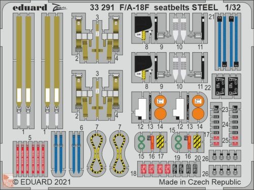 Eduard Accessories 1:32 F/A-18F seatbelts STEEL, for REVELL