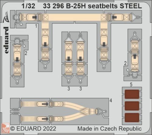 Eduard Accessories 1:32 B-25H seatbelts STEEL for HKM