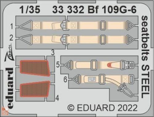 Eduard Accessories 1:35 Bf 109G-6 seatbelts STEEL