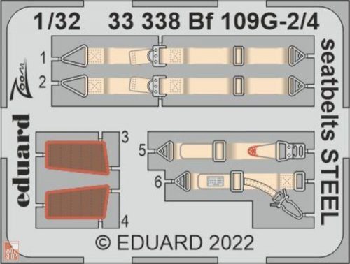 Eduard Accessories 1:32 Bf 109G-2/4 seatbelts STEEL for REVELL