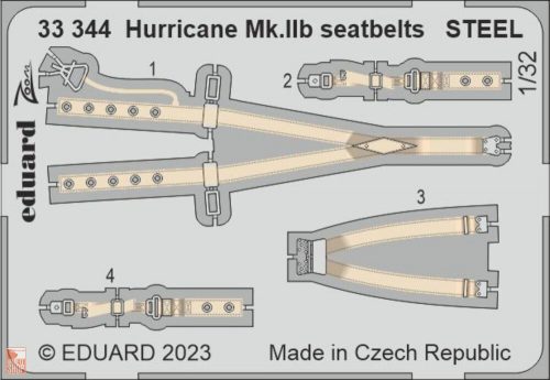 Eduard Accessories 1:32 Hurricane Mk.IIb seatbelts STEEL 1/32 REVELL