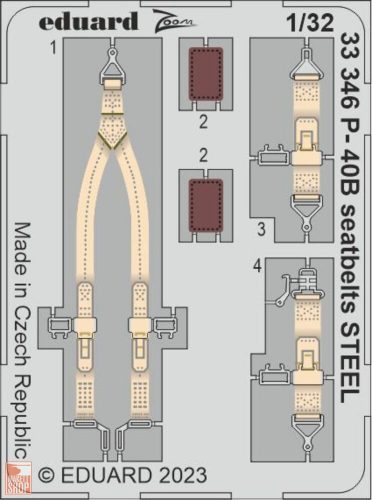 Eduard Accessories 1:32 P-40B seatbelts STEEL 1/32 GREAT WALL HOBBY