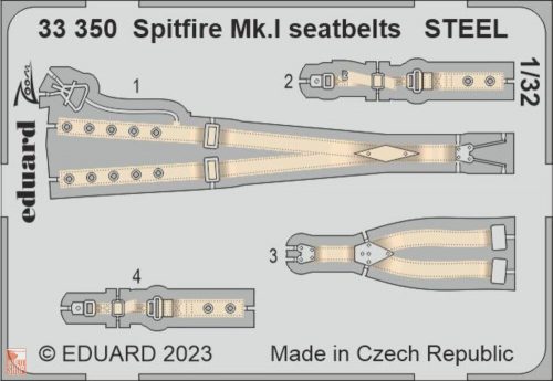 Eduard Accessories 1:32 Spitfire Mk.I seatbelts STEEL 1/32 KOTARE