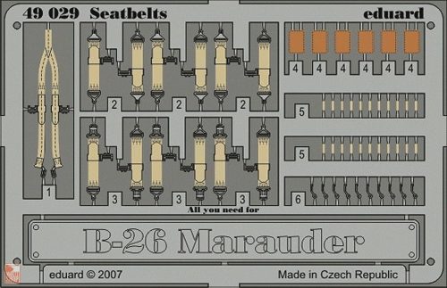 Eduard Accessories 1:48 B-26 Marauder seatbelts für Revell/Monogram Bausatz