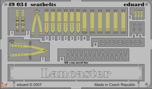 Eduard Accessories 1:48 Lancaster seatbelts für Tamiya-Bausatz