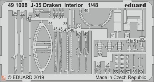 Eduard Accessories 1:48 J-35 Draken interior for Hasegawa