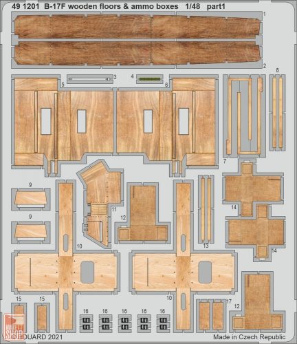 Eduard Accessories 1:48 B-17F wooden floors & ammo boxes 1/48 for HKM