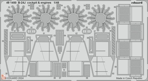 Eduard Accessories 1:48 B-24J cockpit & engines  HOBBY BOSS