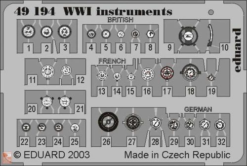 Eduard Accessories 1:48 WW I Instruments