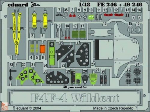 Eduard Accessories 1:48 F4F-4 Wildcat für Tamiya Bausatz