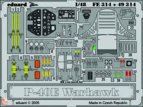 Eduard Accessories 1:48 P-40E Warhawk für Hasegawa Bausatz