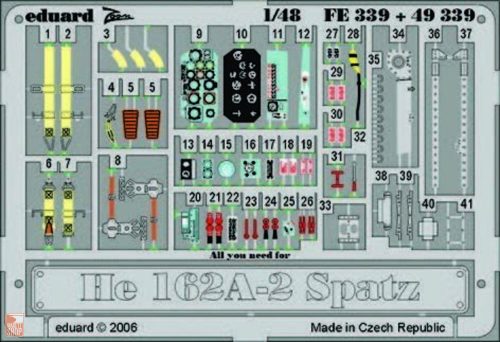 Eduard Accessories 1:48 He 162A-2 Spatz für Tamiya Bausatz