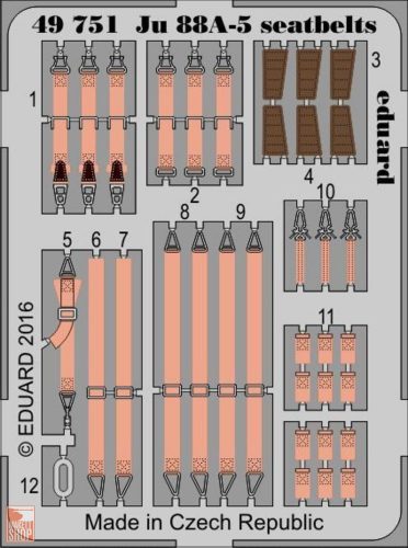 Eduard Accessories 1:48 Ju 88A-5 seatbelts for ICM