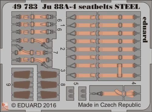 Eduard Accessories 1:48 Ju 88A-4 seatbelts STEEL for ICM