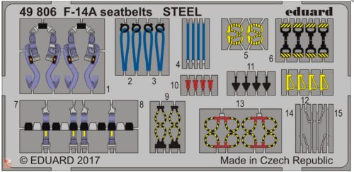 Eduard Accessories 1:48 F-14A seatbelts STEEL for Tamiya