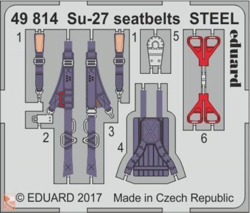 Eduard Accessories 1:48 Su-27 seatbelts STEEL for Hobby Boss