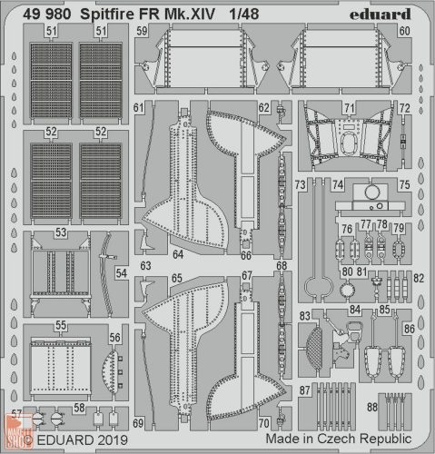 Eduard Accessories 1:48 Spitfire FR Mk.XIV for Airfix